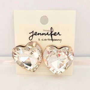 HUGE Lightweight  Heart Earrings CZ NWT